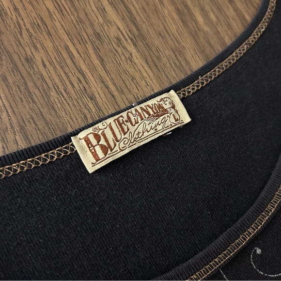 Blue canyon Y2K Black Graphic Women's Top L - Picture 9 of 9